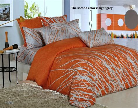 A nice orange comforter set will instantly brighten up any bedroom! Orange Tree Cotton Duvet Cover & Pillowcases, Heavy Weight ...