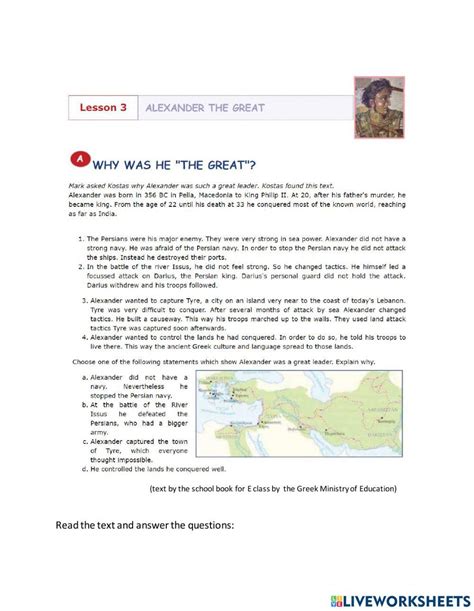 Alexander The Great Activity Live Worksheets Alexander The Great