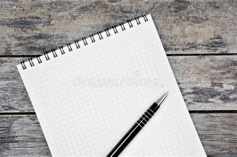 Empty Notebook With Pen On Desk Stock Image Image Of Notepad