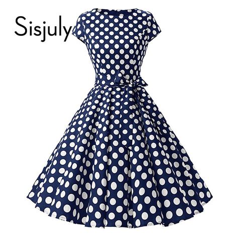 Sisjuly 1950s Retro Dresses Women Polka Dots Bowknot A Line Pin Up O Neck Elegant Tea Rockabilly