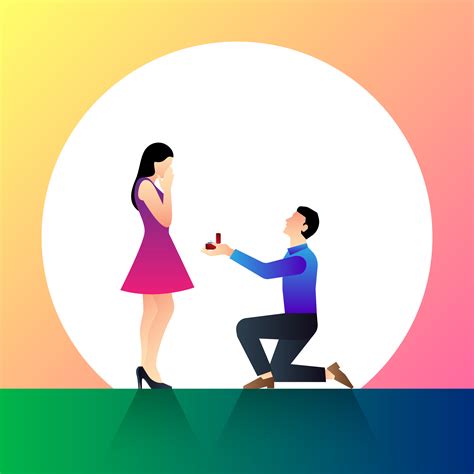 Getting Up On His Knee A Man Proposes A Woman To Marry Vector Illustration 239528 Vector Art At