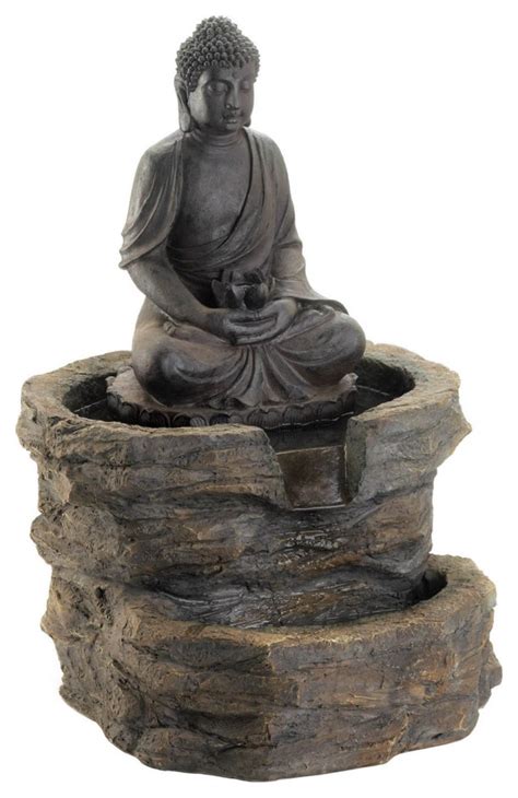 Zen Buddha Fountain Asian Outdoor Fountains And Ponds By