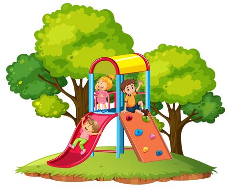 As Crianças Brincam De Slide No Playground 433231 Vetor No Vecteezy