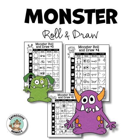 Monster Roll And Draw Activity Expressive Monkey