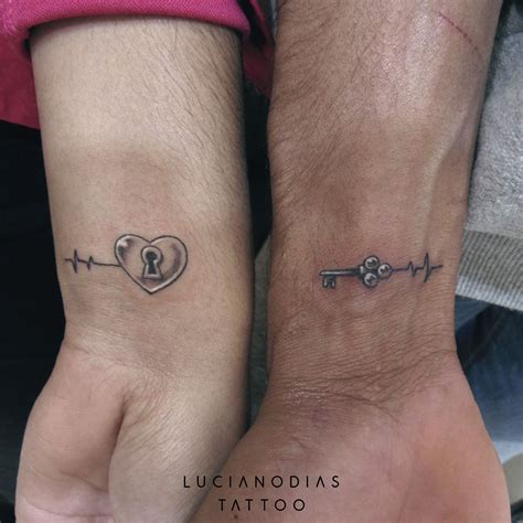 Matching Tattoos For Couples Heart And Key