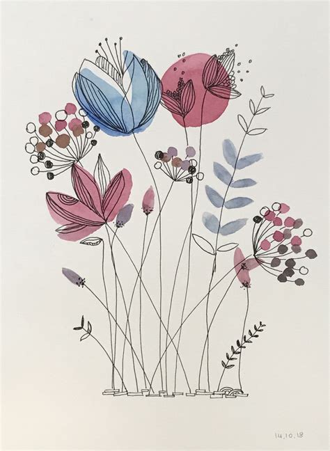 Floral Doodles Pen And Watercolour 141018 Ilustraciones Florales