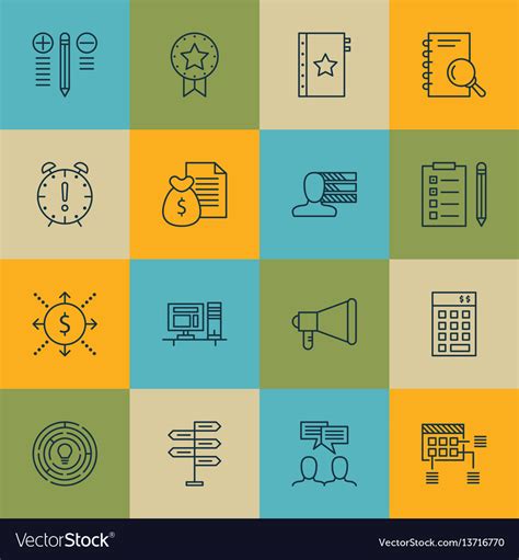 Set Of 16 Project Management Icons Includes Vector Image