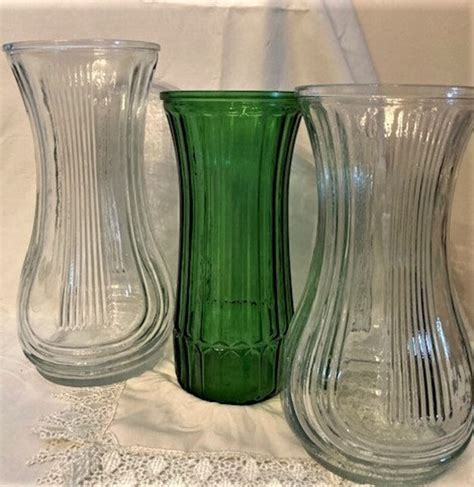Vintage Hoosier Clear Ribbed Vases A B B Etsy