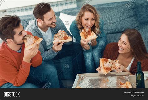 Friends Eating Pizza Image Photo Free Trial Bigstock