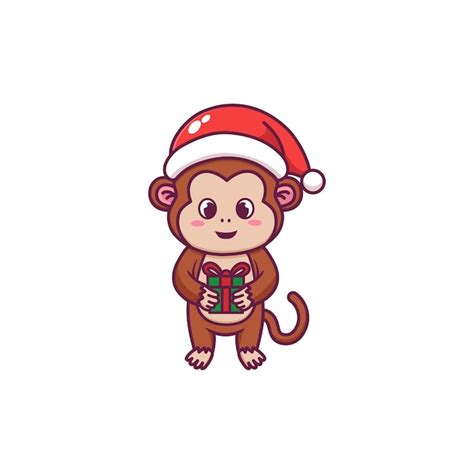 Premium Vector Cute Monkey Celebrating Christmas