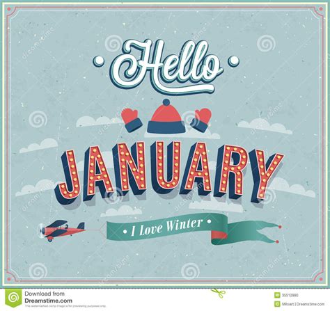 Hello January Typographic Design. Stock Photo - Image: 35512880