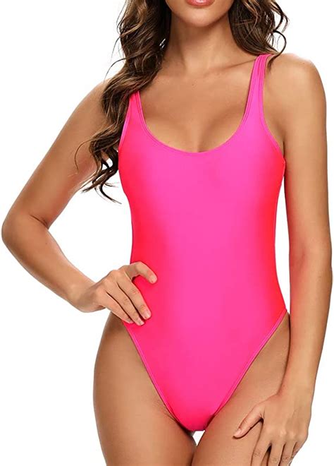 Dixperfect Women S Retro S S Inspired High Cut Low Back One Piece Swimwear Bathing Suits