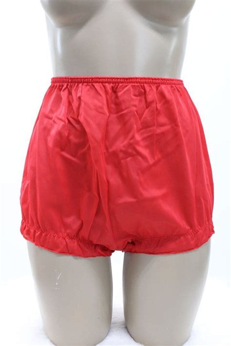 Vintage Nylon Gusset Bloomers Granny Panties Red Sof Gem