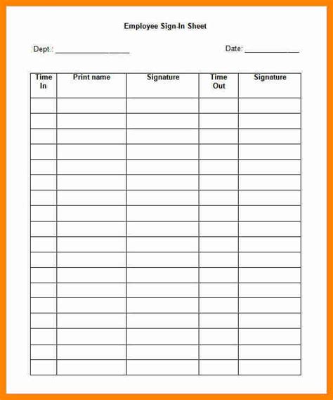 Employee Sign In Sheets Check More At Nationalgriefawarenessday
