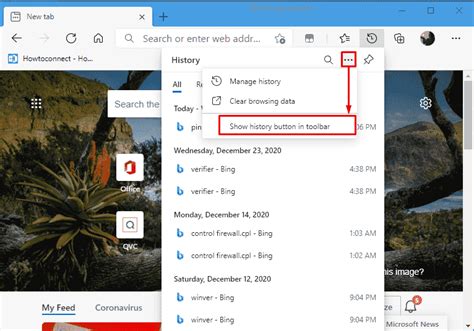 How To Hide Or Show History Button In Toolbar In Microsoft Edge