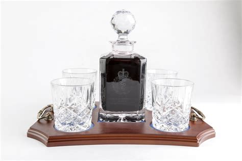 4 Glass Crystal Decanter Set With Wooden Tray Pronto Images Home Of The Mess Kit Clutter Box