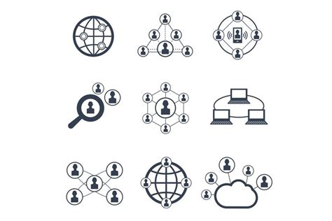Social Network With People Symbols Vector Icons Set