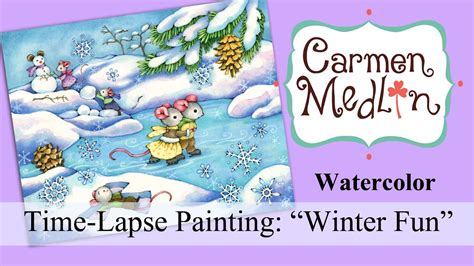 Watercolor Time Lapse Painting Winter Fun Youtube