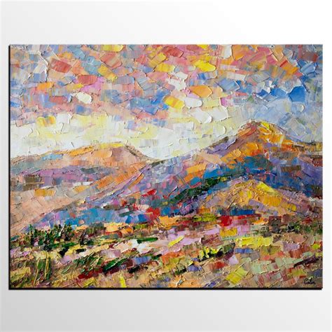 Abstract Canvas Oil Painting Mountain Landscape Painting Custom Larg