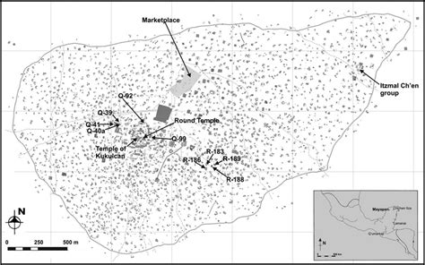 Map Of Mayapan Showing Selected Structures Mentioned In The Text Map