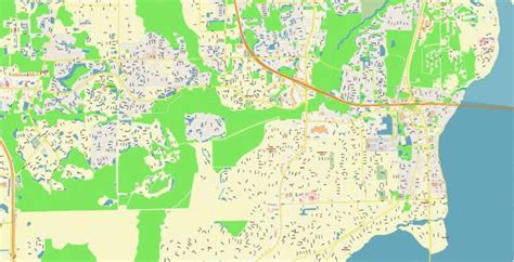 Jacksonville Florida Us City Vector Map Exact High Detailed Urban Plan