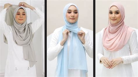 5 gaya cantik cara simple pakai tudung shawl kemas dan cantik qotrunnada youtube