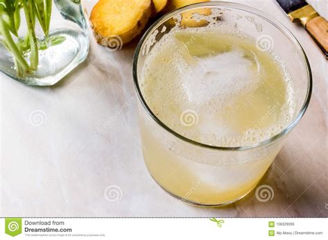 Organic Ginger Ale Soda Tonic In Glass Ready To Drink Stock Image