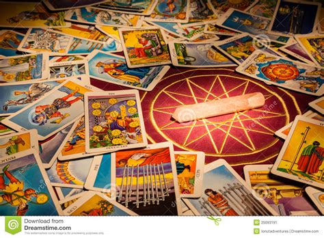 Tarot Cards With A Magic Crystal Stock Image Image