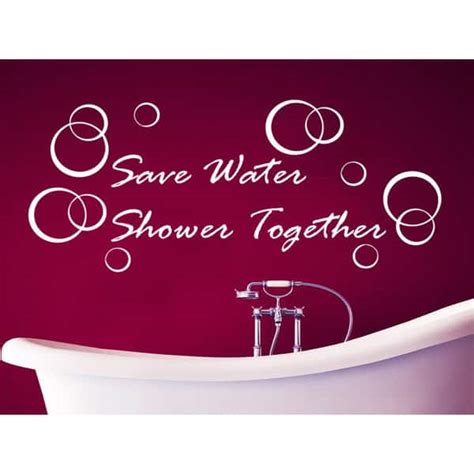 Quote Bubbles Save Water Shower Together Wall Art Sticker Decal White Bed Bath And Beyond 11947371