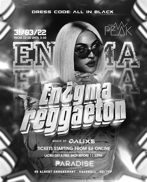 Enigma Reggaeton All Black Party At Paradise London London On 31st Mar