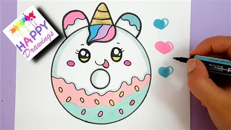 How To Draw A Cute Unicorn Donut Drawing Coloring Youtube Donut