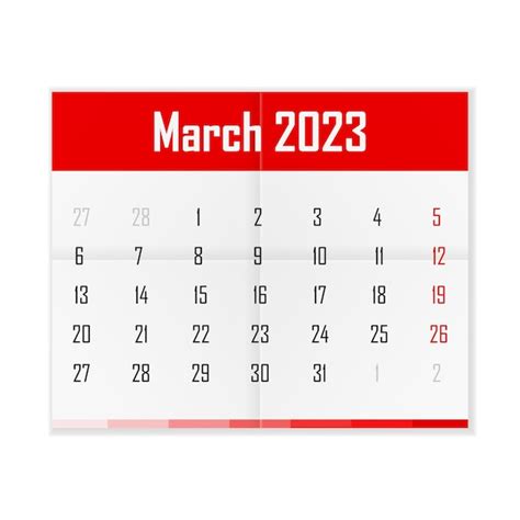 Calendário Março De 2023 Vetor Premium
