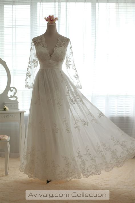 ··· aline vestido de novia full lace round neck wedding gown muslim long sleeved dress wedding tail. Lilian - Sheer Long Sleeves Floral Lace Wedding Dress ...