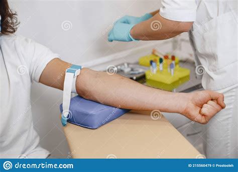 Nurse Taking Blood Sample From Patient At The Doctors Office Stock Image Image Of Medical
