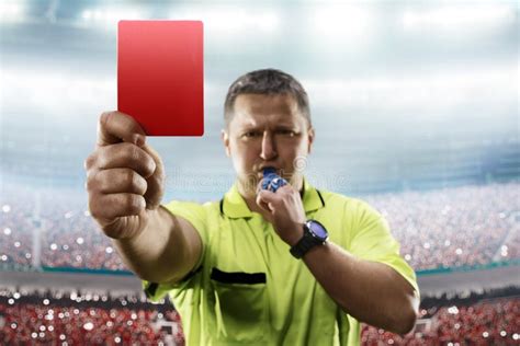 Referee Showing The Red Card In The Soccer Stadium Stock Image Image