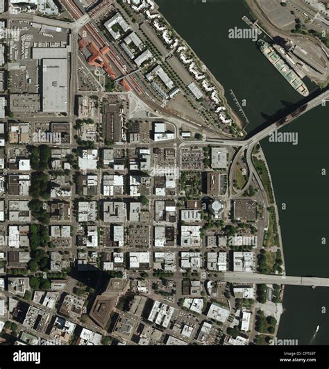 Aerial Photo Map Of Portland Oregon Stock Photo Alamy