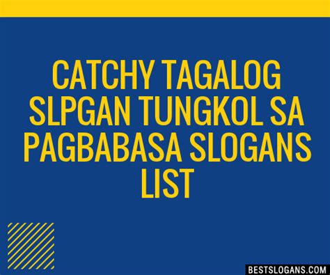 Catchy Tagalog Slpgan Tungkol Sa Pagbabasa Slogans
