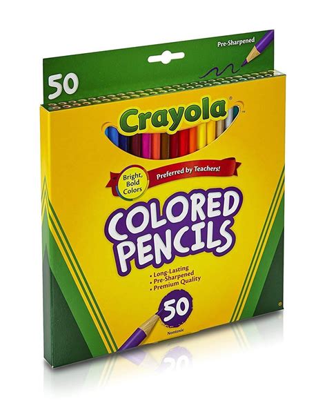 Crayola Colouring Pencils 50 Bright Bold Colours 50 Pack Pre