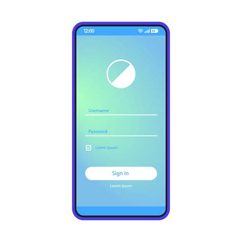Login Screen Vector Template Sign In Smartphone Page Mobile App