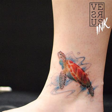 Orange Turtle Ankle Tattoo Tattoo Geek Ideas For Best Tattoos
