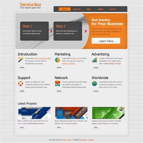 Top free responsive html5 website templates. Service Box - Free HTML Templates