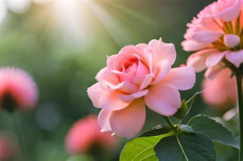 Premium Photo Pink Rose In The Sunlight