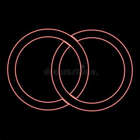 Neon Wedding Rings Red Color Vector Illustration Flat Style Image Stock Vector Illustration Of