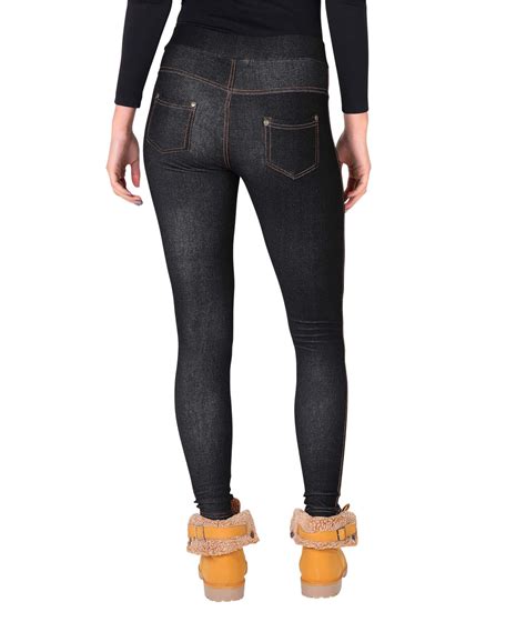 Womens Warm Fleece Lined Stretch Denim Jeggings Jeans Thermal Leggings Ebay