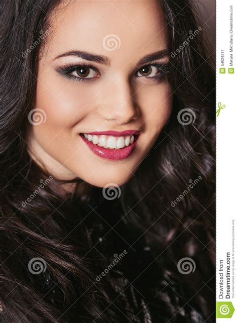 Portrait Of Beautiful Young Brunette Woman With Stock