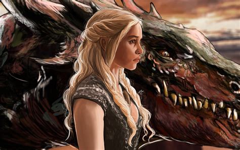 Daenerys Targaryen With Dragon Fanart Wallpaper 4k Hd Id4686