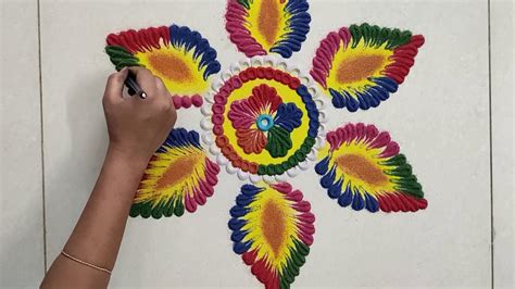 Holi 2020 Special Rangoli Design Holi Special Colourful Kolam Youtube