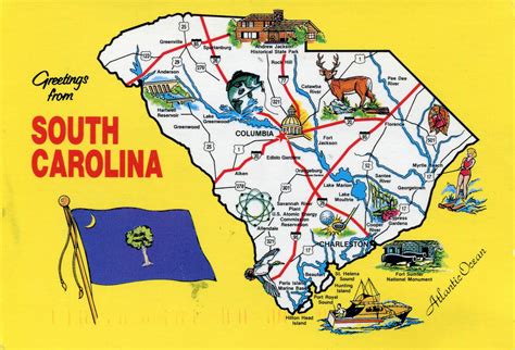 Large Tourist Illustrated Map Of The State Of South Carolina Vidiani
