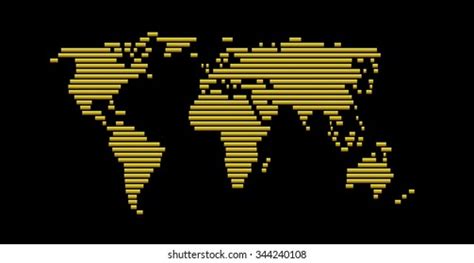 World Map Made Golden Stripes On Stock Illustration 344240108