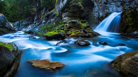 Silver Falls Canyon Mount Rainier National Park Usa Beautiful Mountain